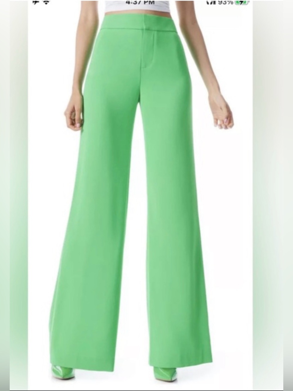 Alice + Olivia Emerald Green Wide-Leg High-Rise Pants With Pockets--LIKE NEW!